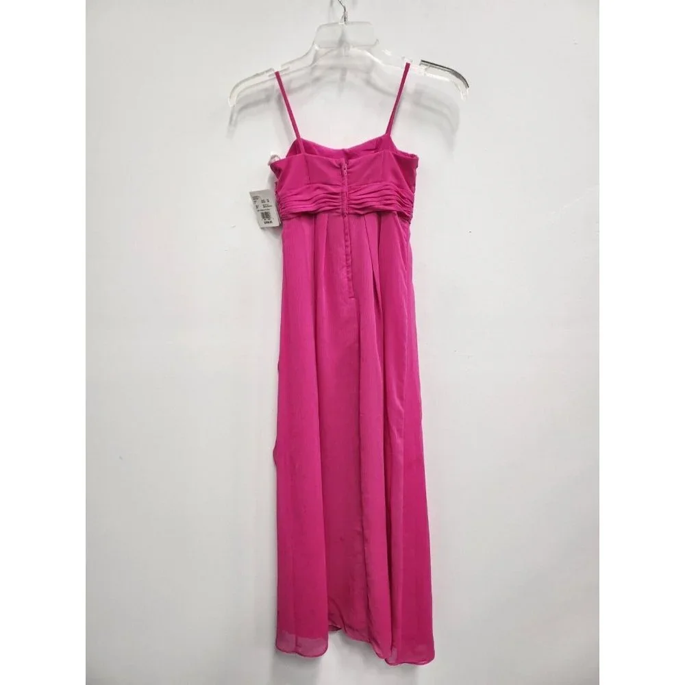 David's‎ Bridal Girls Bridesmaid Dress 6 Pink Long Crinckle Cascading Sleeveless - Picture 10 of 11